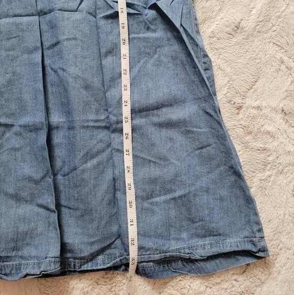 Loft 100% Cotton Blue Denim Style Lace Up Collar Sleeveless Dress XS - Picture 8 of 9